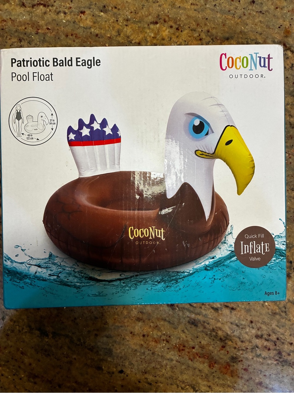 CocoNut Outdoor Patriotic Bald Eagle Pool Float - Multi Color, NWT